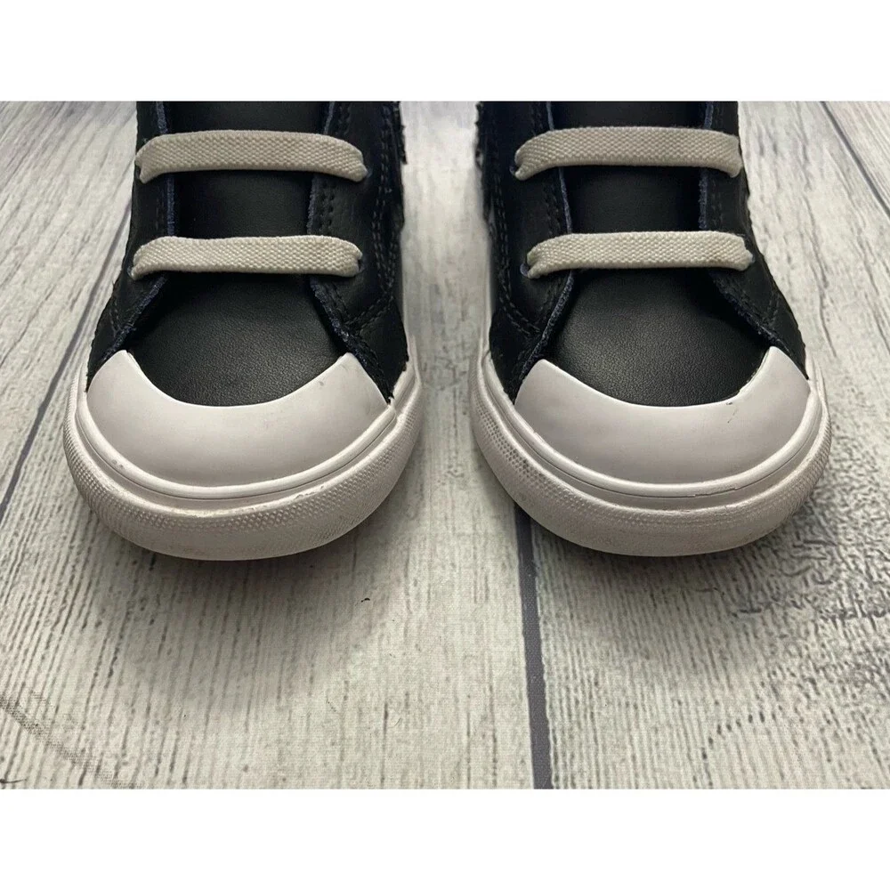 Black Leather Converse All Stars Little Boy Toddler Shoes, Size 9